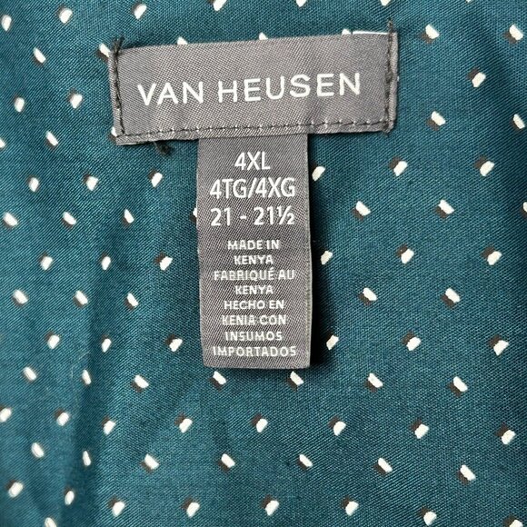 Van Heusen Wrinkle Free Galactic 4XL Green & White Button Down NWTs - Picture 4 of 5
